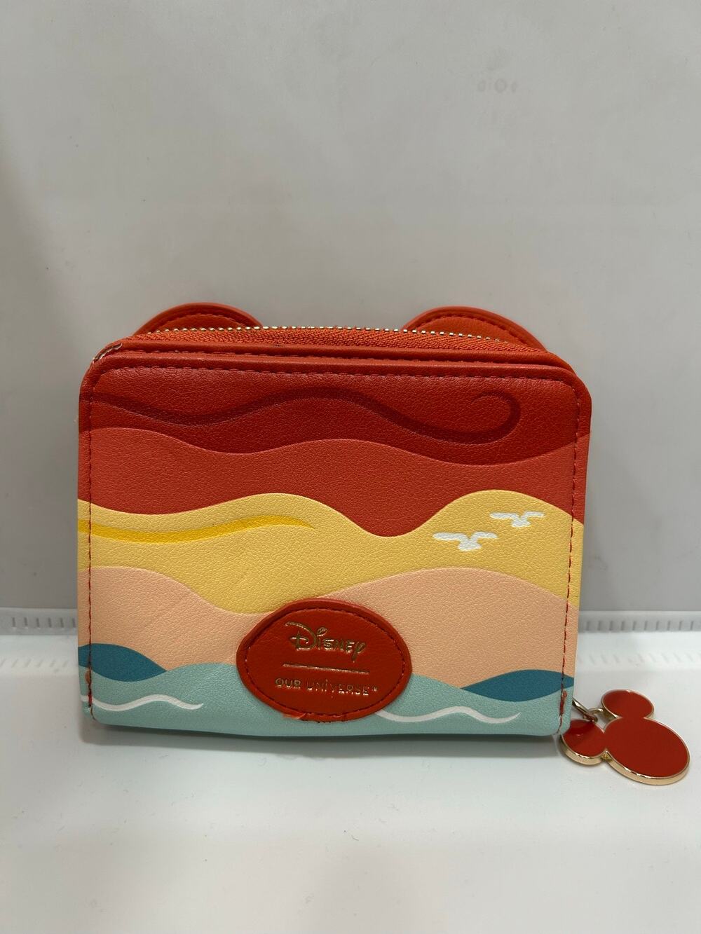 Disney Our Universe Mickey Mouse Sunset Palm Tree Zip Around Wallet Card Holder